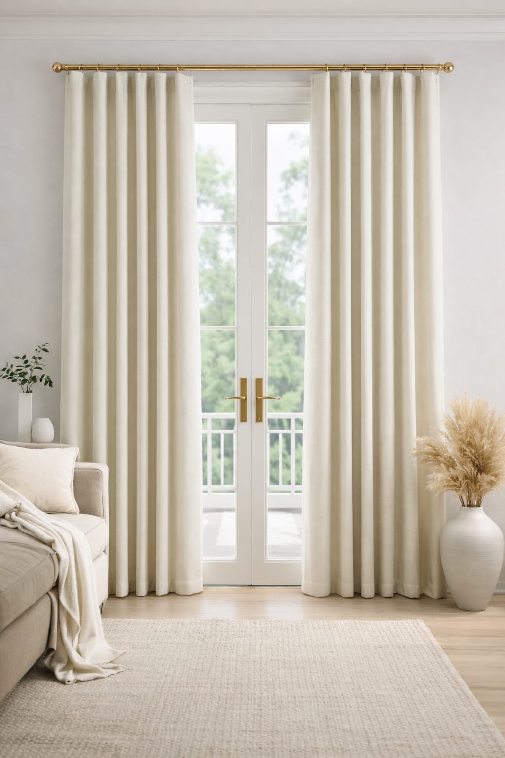 Curtains and blinds for living room interior