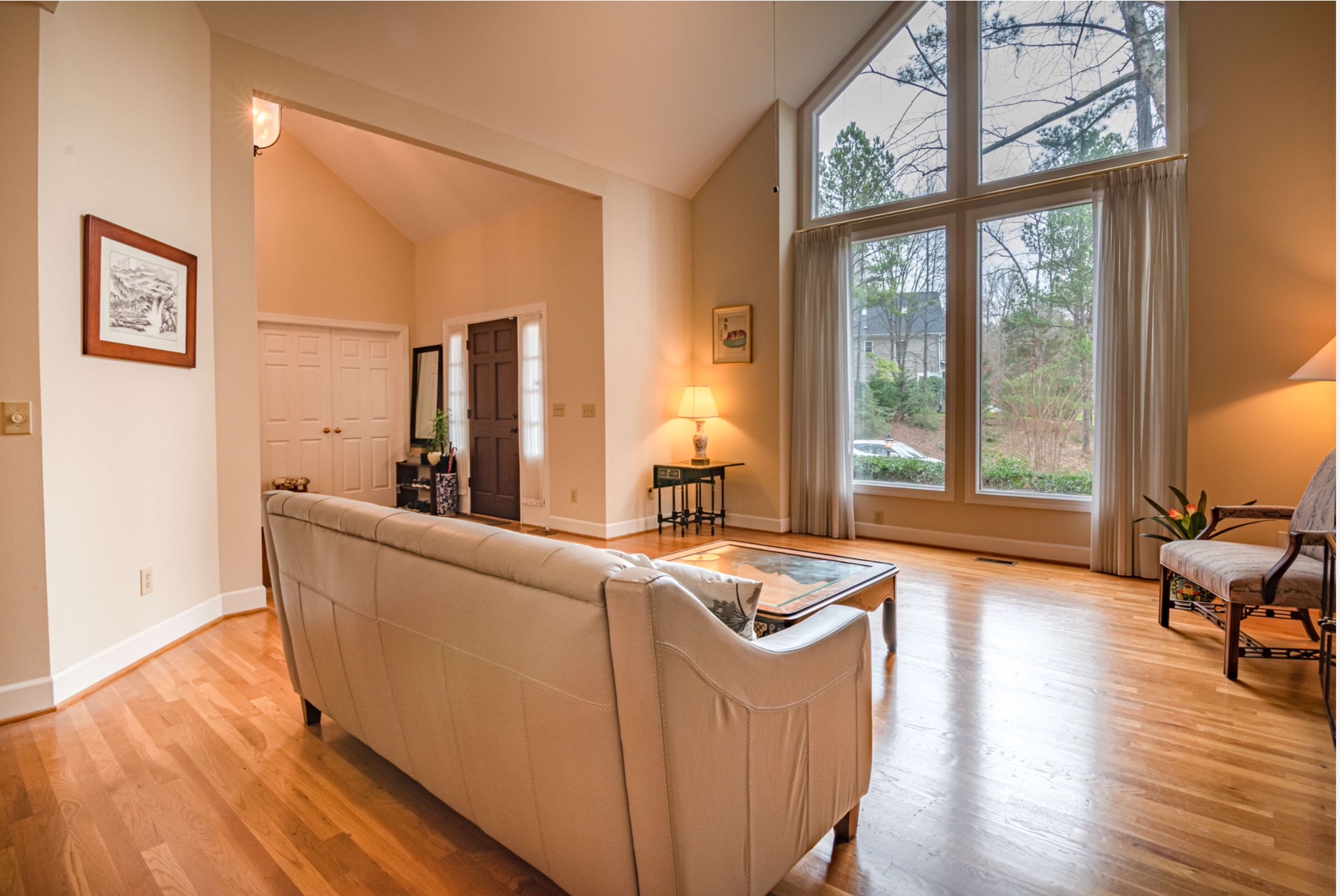 Luxury vinyl tile flooring laid in a living room